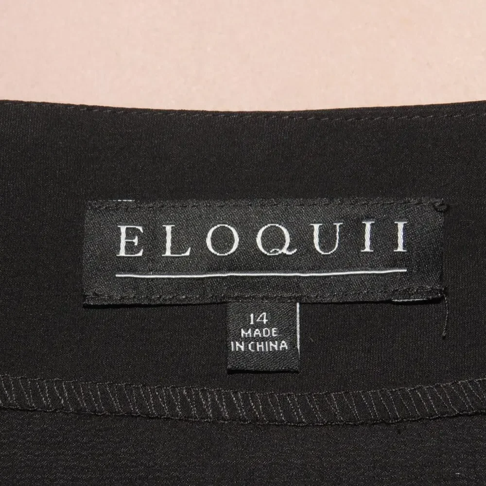 Eloquii Black Split Long Sleeve Tie Belt Wrap Top - Picture 10 of 12